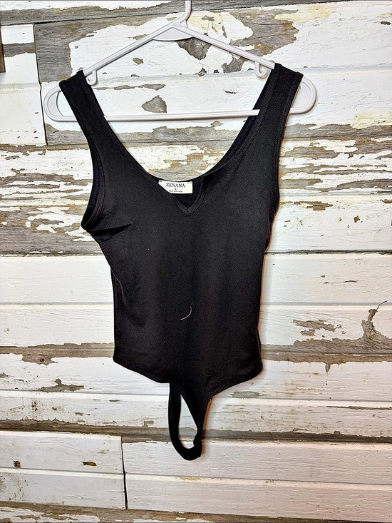 Zenana Outfitters Tops - ZENANA Microfiber Notched Sleeveless Bodysuit Black Small(69